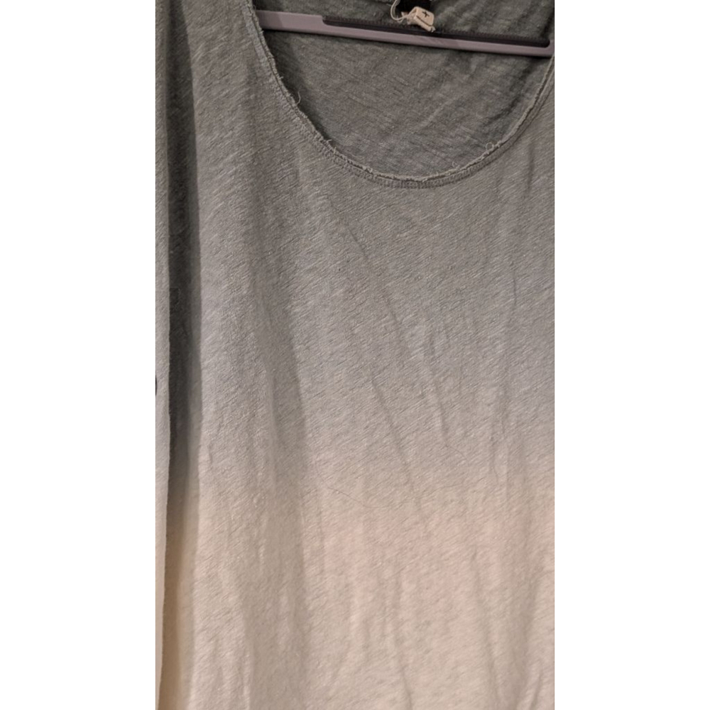 Women's Free People M Long Sleeve Ombre Green White Tee - Picture 13 of 13